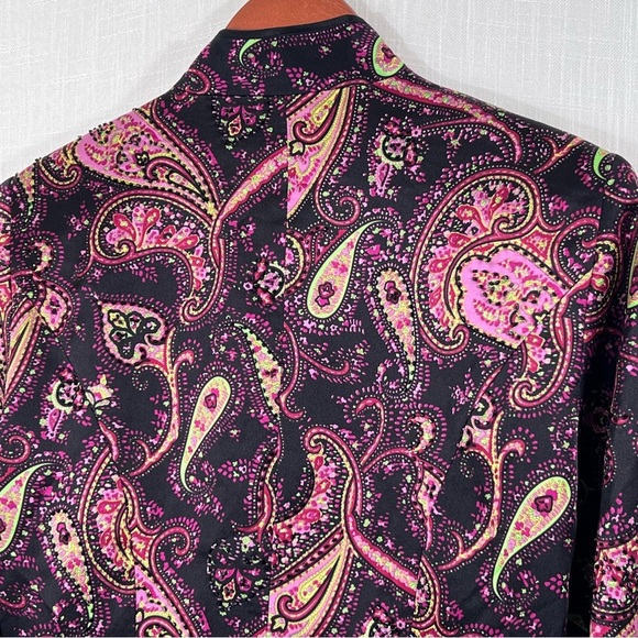 JS Collections Silk Paisley Beaded Jacket Button Front Blazer Coat Size 10 - Picture 13 of 16